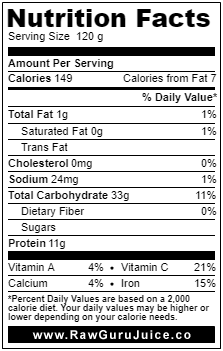 Pea Sprout NFD nutrition facts